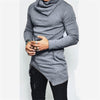 5XL Men's Hoodies Unbalance Hem Pocket Long Sleeve Sweatshirt For Men Clothing Autumn Turtleneck Sweatshirt Top Hoodie
