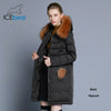 ICEbear 2021 winter women's coat long slim female jacket animal fur collar brand clothing thick warm windproof parka GWD18253