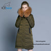 ICEbear 2021 winter women's coat long slim female jacket animal fur collar brand clothing thick warm windproof parka GWD18253