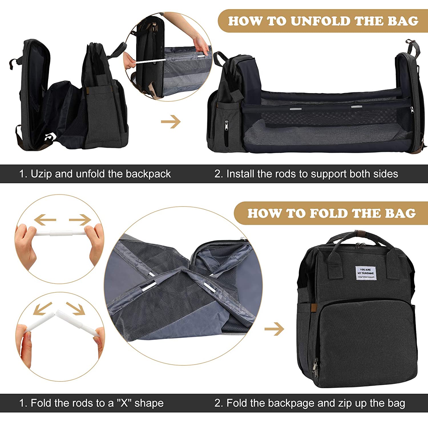 Diaper bag backpack diaper bag baby bag Multi-unctional travel backpack Waterprool changing bags with insulated