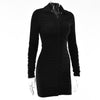 Articat New Autumn Casual Women's Dresses Vintage Bodycon Single-breasted Summer Dress Simply Ruched Y2K Women's Clothing 2021