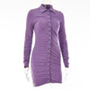 Articat New Autumn Casual Women's Dresses Vintage Bodycon Single-breasted Summer Dress Simply Ruched Y2K Women's Clothing 2021