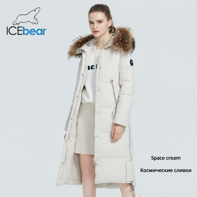 ICEbear 2021  winter women's coat  woman  jacket with fur collar windproof and warm parka fashion women's clothing GWD20263D