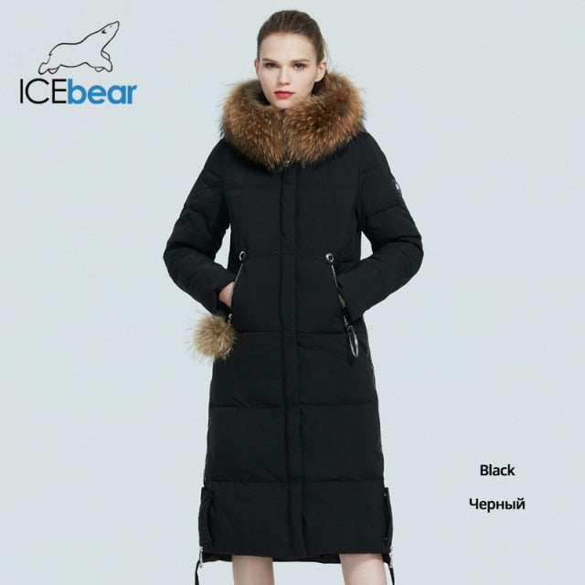 ICEbear 2021  winter women's coat  woman  jacket with fur collar windproof and warm parka fashion women's clothing GWD20263D
