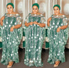 2020 Classic New Style African Women's Dashiki Net Tulle Fabrics Lace Loose Skirt Long Dress Inside 2piece Free Size Length 150