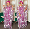 2020 Classic New Style African Women's Dashiki Net Tulle Fabrics Lace Loose Skirt Long Dress Inside 2piece Free Size Length 150