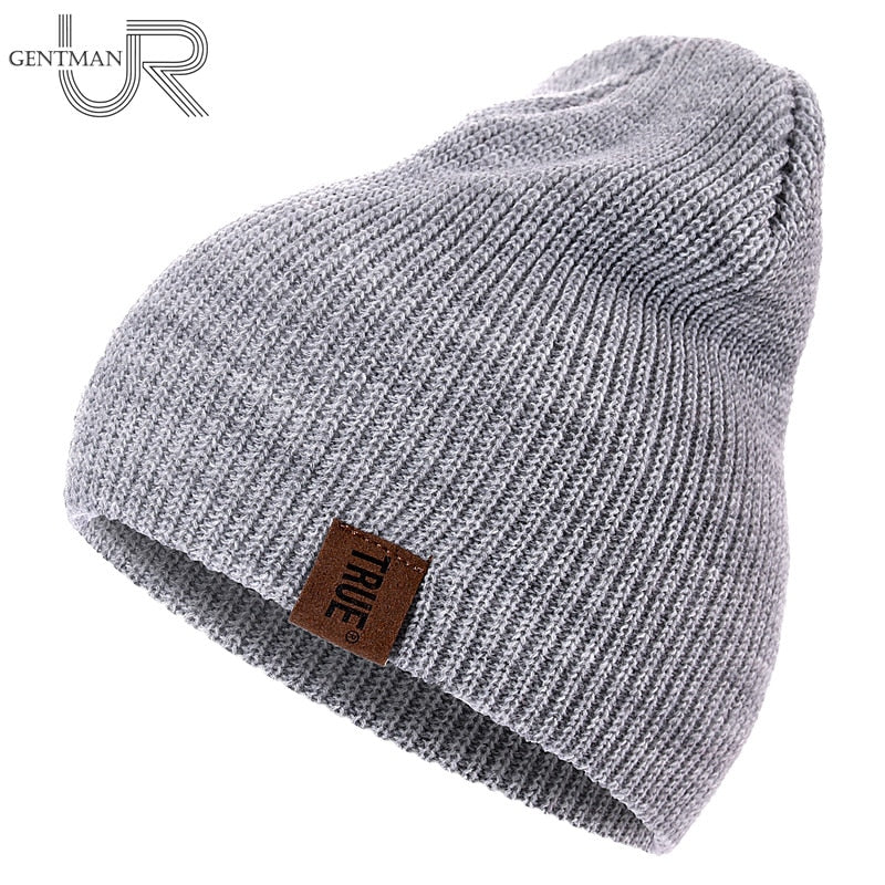 1 Pcs Hat PU Letter True Casual Beanies For Men Women Warm Knitted Winter Hat Fashion Solid Hip-hop Beanie Hat Unisex Cap