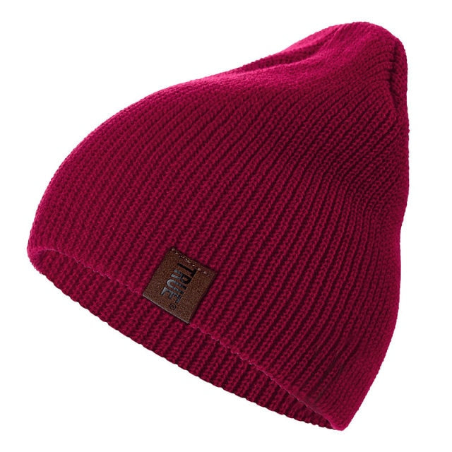 1 Pcs Hat PU Letter True Casual Beanies For Men Women Warm Knitted Winter Hat Fashion Solid Hip-hop Beanie Hat Unisex Cap