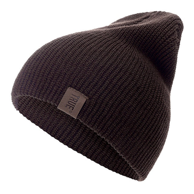 1 Pcs Hat PU Letter True Casual Beanies For Men Women Warm Knitted Winter Hat Fashion Solid Hip-hop Beanie Hat Unisex Cap