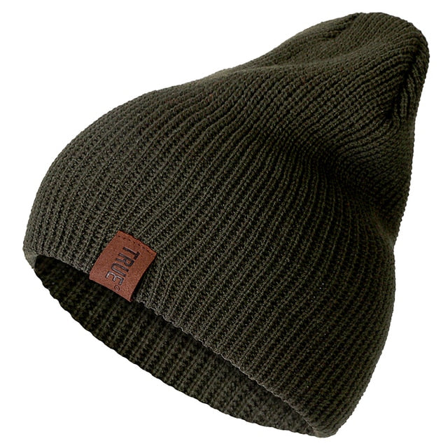 1 Pcs Hat PU Letter True Casual Beanies For Men Women Warm Knitted Winter Hat Fashion Solid Hip-hop Beanie Hat Unisex Cap