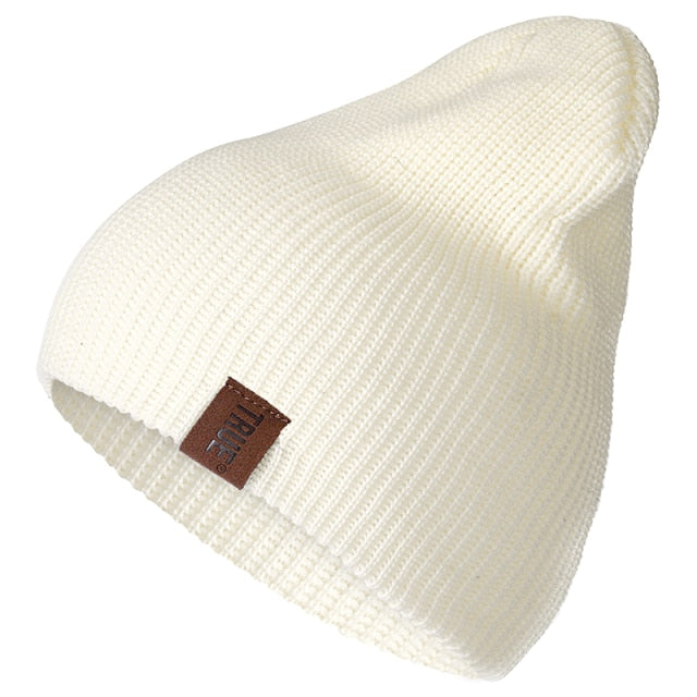 1 Pcs Hat PU Letter True Casual Beanies For Men Women Warm Knitted Winter Hat Fashion Solid Hip-hop Beanie Hat Unisex Cap