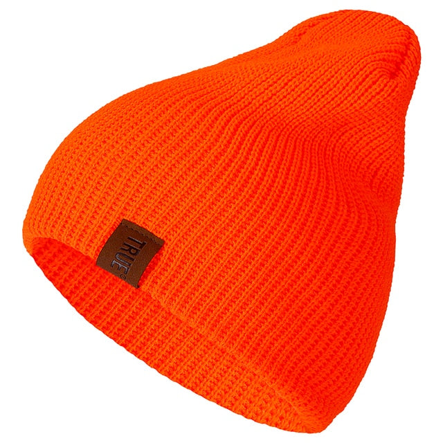 1 Pcs Hat PU Letter True Casual Beanies For Men Women Warm Knitted Winter Hat Fashion Solid Hip-hop Beanie Hat Unisex Cap