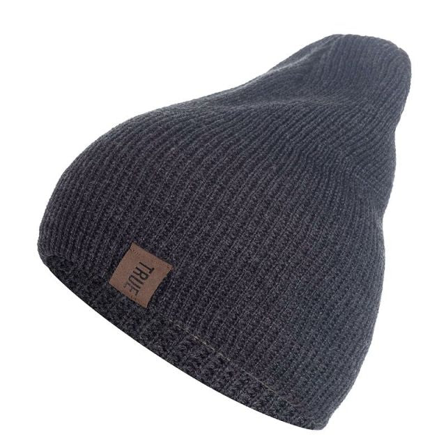 1 Pcs Hat PU Letter True Casual Beanies For Men Women Warm Knitted Winter Hat Fashion Solid Hip-hop Beanie Hat Unisex Cap
