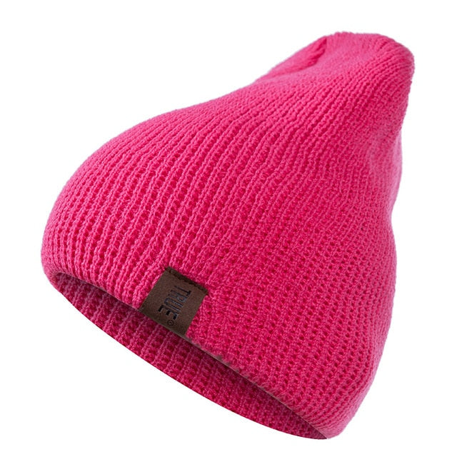 1 Pcs Hat PU Letter True Casual Beanies For Men Women Warm Knitted Winter Hat Fashion Solid Hip-hop Beanie Hat Unisex Cap