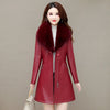 Autumn Winter Women PU Leather Jacket Mid-Long  Thickening Black Jacket Faux Fur-neck Warm Coat Motorcycle Outwear Overcoat