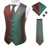 Novelty Slim 4PC Vest Necktie Hanky cufflinks Silk Men's Waistcoat Neck Tie Set for Suit Dress Wedding Paisley Floral Vests Fat