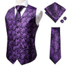 Novelty Slim 4PC Vest Necktie Hanky cufflinks Silk Men's Waistcoat Neck Tie Set for Suit Dress Wedding Paisley Floral Vests Fat