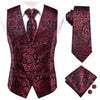 Novelty Slim 4PC Vest Necktie Hanky cufflinks Silk Men's Waistcoat Neck Tie Set for Suit Dress Wedding Paisley Floral Vests Fat