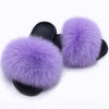 Women Summer Furry Fur Slippers Flat Non-slip Solid Real Fox Fur Slides Fluffy Slippers Ladies Shoes Woman Home Slipper