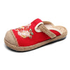Woman Shoes Flats Embroidered Weave Canvas Antiquity Women's Slippers  Casual Mixed Colors Cover Toe Female Footwear 2021 New
