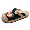 Woman Shoes Flats Embroidered Weave Canvas Antiquity Women's Slippers  Casual Mixed Colors Cover Toe Female Footwear 2021 New