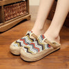 Woman Shoes Flats Embroidered Weave Canvas Antiquity Women's Slippers  Casual Mixed Colors Cover Toe Female Footwear 2021 New
