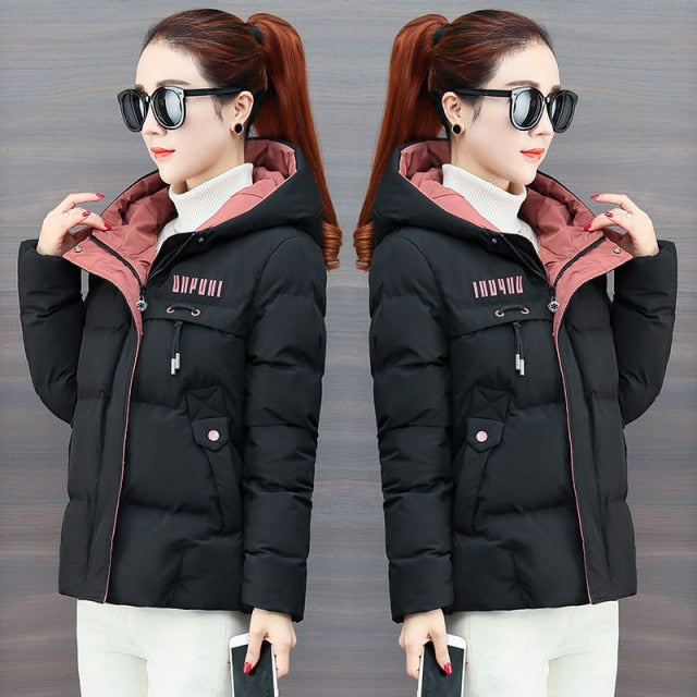 2021 New Winter Jacket Women Parkas Hooded Thick Down Cotton Padded Parka Female Jacket Short Coat Slim Warm Outwear P772