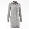 Articat New Autumn Casual Women's Dresses Vintage Bodycon Single-breasted Summer Dress Simply Ruched Y2K Women's Clothing 2021