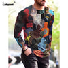 Garmenting Plus SIze Mens clothing Basic Tops Fashion 3D Print T-shirt 2021 New Summer Casual Pullovers Long Sleeve Tees Man 3XL