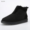 INOE Real Sheepskin Suede Leather Men Sheep Wool Fur Lined Winter Short Ankle Snow Boots With Zipper Keep Warm Shoes Waterproof