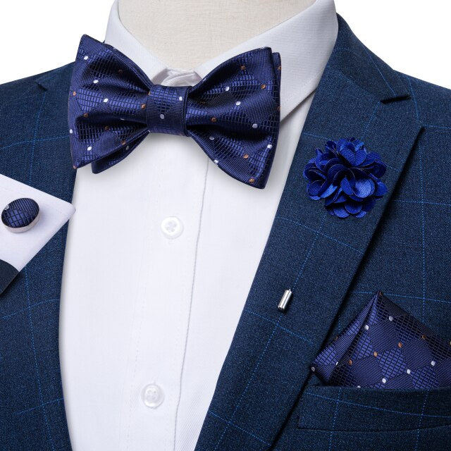 Adjustable Self Tie Bow Ties For Men 100% Silk Jacquard Woven Pink Solid Men Classic Wedding Party Butterfly Bowknot DiBanGu