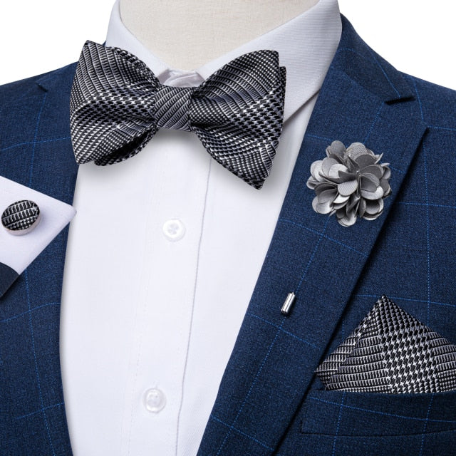 Adjustable Self Tie Bow Ties For Men 100% Silk Jacquard Woven Pink Solid Men Classic Wedding Party Butterfly Bowknot DiBanGu