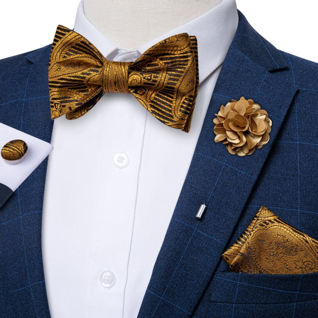 Adjustable Self Tie Bow Ties For Men 100% Silk Jacquard Woven Pink Solid Men Classic Wedding Party Butterfly Bowknot DiBanGu
