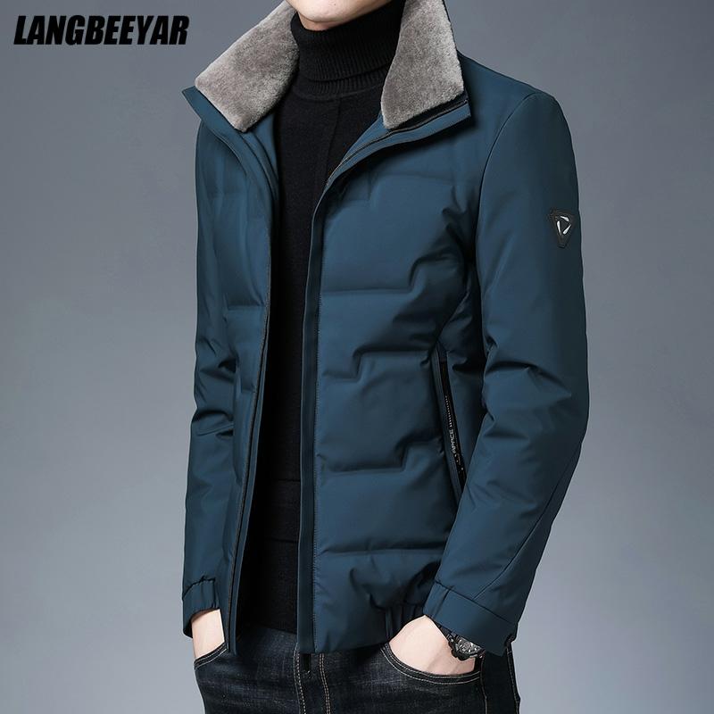 2021 Top Grade Winter Brand Casual Fashion Fur Collar Down Jacket Men Parka Thick Warm Windbreaker Jacket Coats Mens Clothes