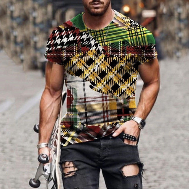 Summer Men's Oversized Retro Short-Sleeved T-Shirts Fashion Harajuku Ethnic 3D Printed O-Neck T-Shirt Camiseta Mujer Streetwear