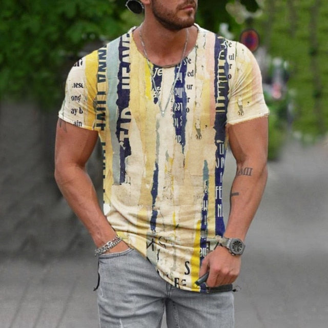 Summer Men's Oversized Retro Short-Sleeved T-Shirts Fashion Harajuku Ethnic 3D Printed O-Neck T-Shirt Camiseta Mujer Streetwear