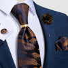 New Fashion Men's Pink Ties Paisley Silk Neck Tie Pcoket Square Brooch Set Wedding Accessories Gravata Gift For Men DiBanGu