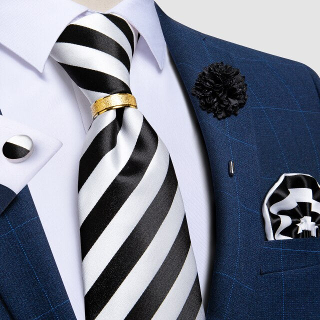 New Fashion Men's Pink Ties Paisley Silk Neck Tie Pcoket Square Brooch Set Wedding Accessories Gravata Gift For Men DiBanGu