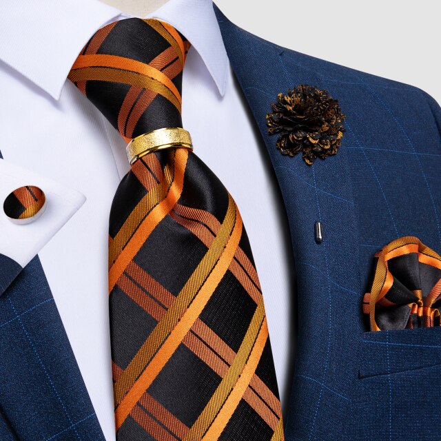 New Fashion Men's Pink Ties Paisley Silk Neck Tie Pcoket Square Brooch Set Wedding Accessories Gravata Gift For Men DiBanGu