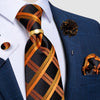 New Fashion Men's Pink Ties Paisley Silk Neck Tie Pcoket Square Brooch Set Wedding Accessories Gravata Gift For Men DiBanGu