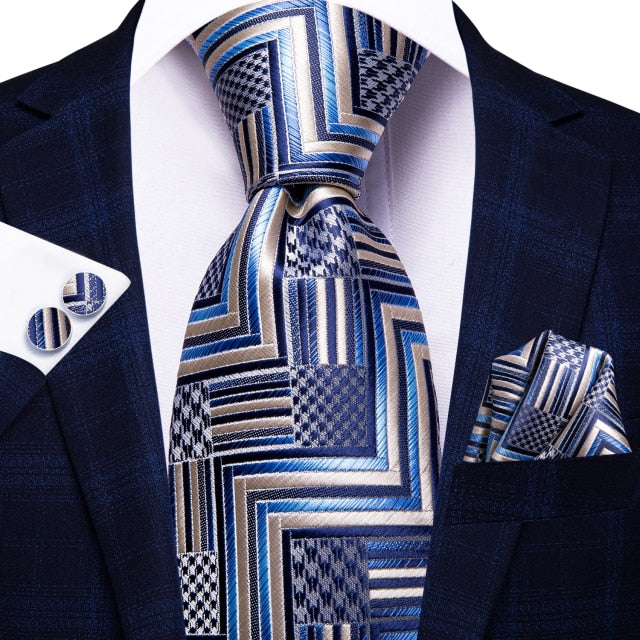 Hi-Tie Men Silk Wedding Tie FLight blue Mint Pink Paisley Solid ashion Design Gift Necktie For Men Hanky Cufflink Business Party
