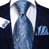Hi-Tie Men Silk Wedding Tie FLight blue Mint Pink Paisley Solid ashion Design Gift Necktie For Men Hanky Cufflink Business Party