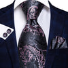 Hi-Tie Men Silk Wedding Tie FLight blue Mint Pink Paisley Solid ashion Design Gift Necktie For Men Hanky Cufflink Business Party