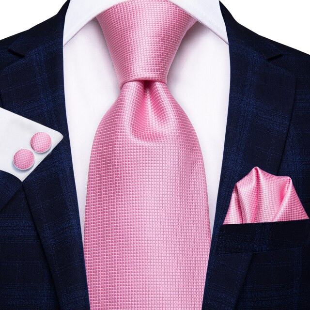 Hi-Tie Men Silk Wedding Tie FLight blue Mint Pink Paisley Solid ashion Design Gift Necktie For Men Hanky Cufflink Business Party