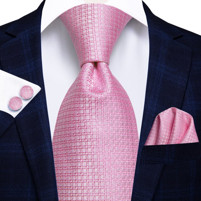Hi-Tie Men Silk Wedding Tie FLight blue Mint Pink Paisley Solid ashion Design Gift Necktie For Men Hanky Cufflink Business Party