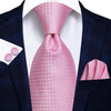 Hi-Tie Men Silk Wedding Tie FLight blue Mint Pink Paisley Solid ashion Design Gift Necktie For Men Hanky Cufflink Business Party
