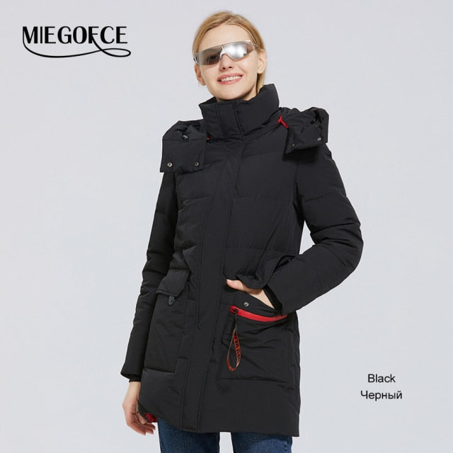 MIEGOFCE 2021 Winter New Women's Cotton Coat Warm Windproof Jacket Simple Design Winter Parka Women Clothes Wintertime Coat