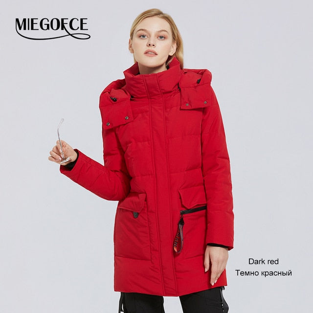 MIEGOFCE 2021 Winter New Women's Cotton Coat Warm Windproof Jacket Simple Design Winter Parka Women Clothes Wintertime Coat