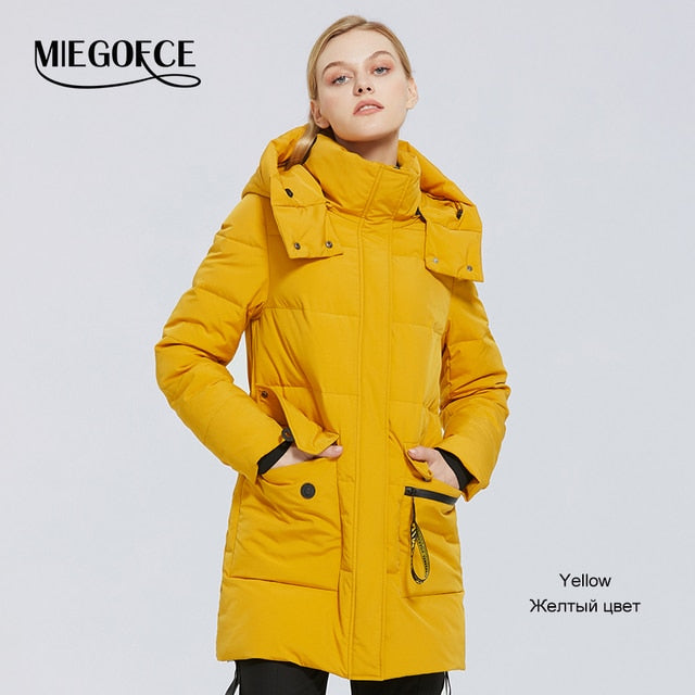 MIEGOFCE 2021 Winter New Women's Cotton Coat Warm Windproof Jacket Simple Design Winter Parka Women Clothes Wintertime Coat