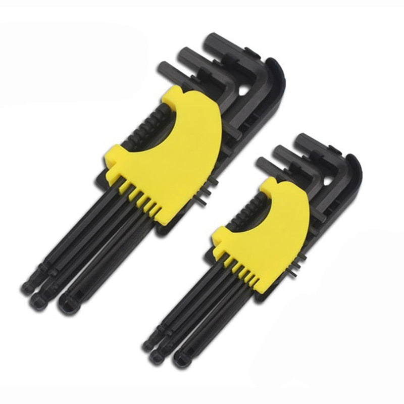 Jewii 9Pcs Hex Key Allen Wrench Ball Head Hex 1.5mm-10mm Metric Size Chromium-vanadium Steel Spanner Long Arm Tool Set